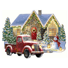 Christmas Light Lane with Truck Door Decor - Christmas Santa Snowman Decor