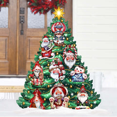 Santa-Themed Christmas Tree Outdoor Indoor Decor Wooden Christmas Decoration by Jamie Mills-Price Christmas Decor - 8191509F