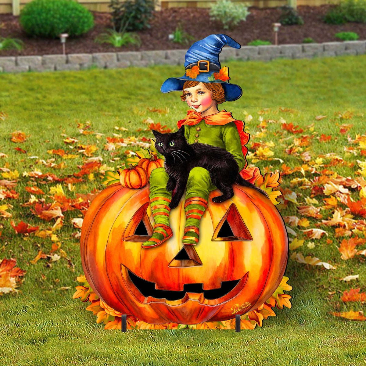 Boy on Pumpkin Freestanding Decor - Halloween Yard Decor by G. Debrekht - Halloween Decor