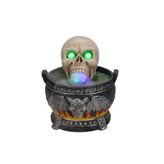 Halloween Skull Cauldron Statue with LED Light