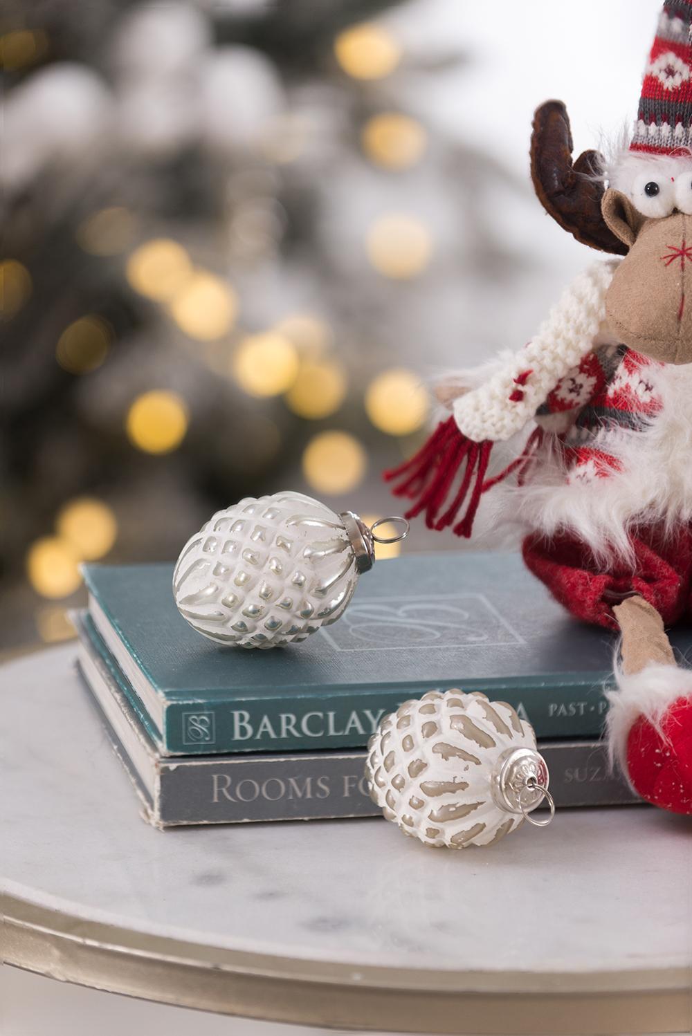 White Glass Christmas Ball Ornaments with Elegant Hanging Design - Set of 6