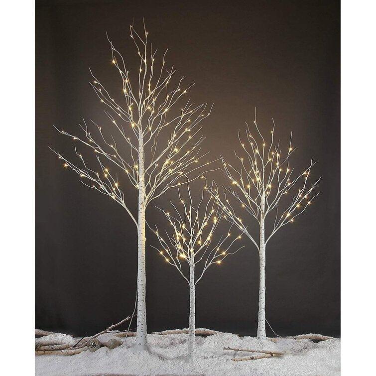 3-Piece Birch Trees with LED Set