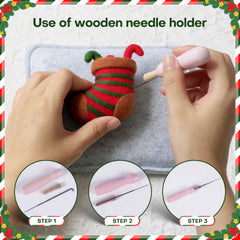 Santa Gingerbread Stocking and Mitten Christmas Needle Felting Kit by Wizardi F07N8-Z-10