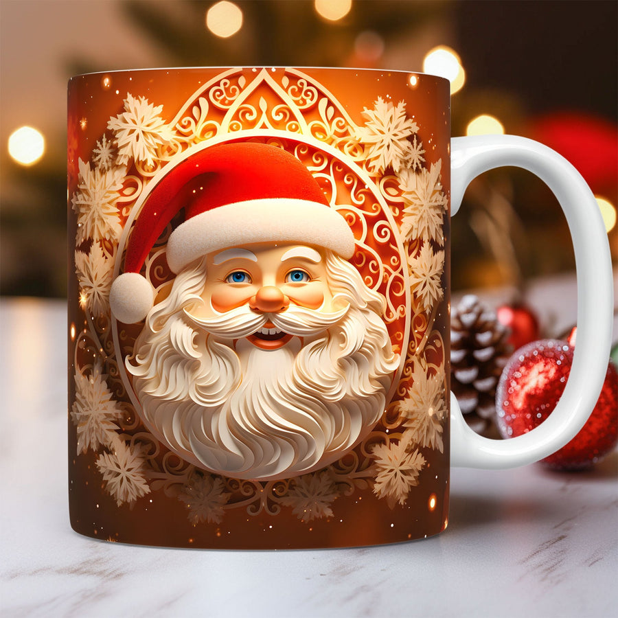3D Santa Christmas Ceramic Mug, 11 oz