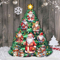 Santa Claus-Themed Christmas Tree Outdoor Indoor Decor Wooden Christmas Decoration by G. Debrekht Christmas Decor - 8191516F