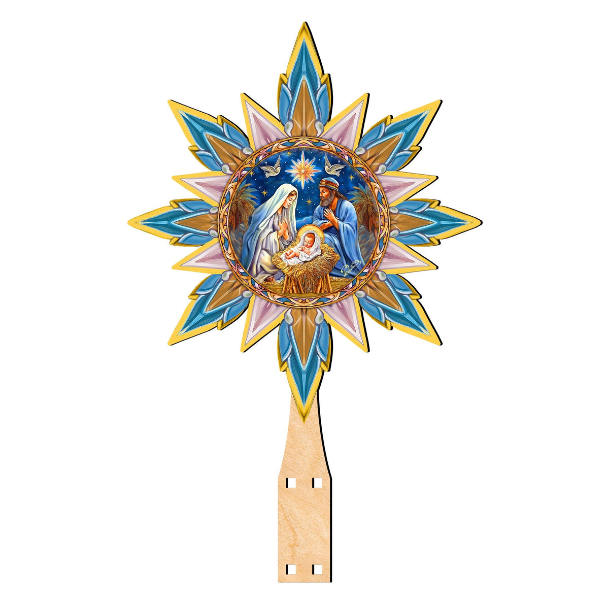Nativity-themed Tree Topper Wooden Decor - Nativity Holiday Decor - Christmas Tree Topper