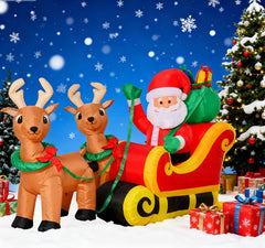 Outdoor Inflatable Santa Claus Decoration with LED Lights - Christmas