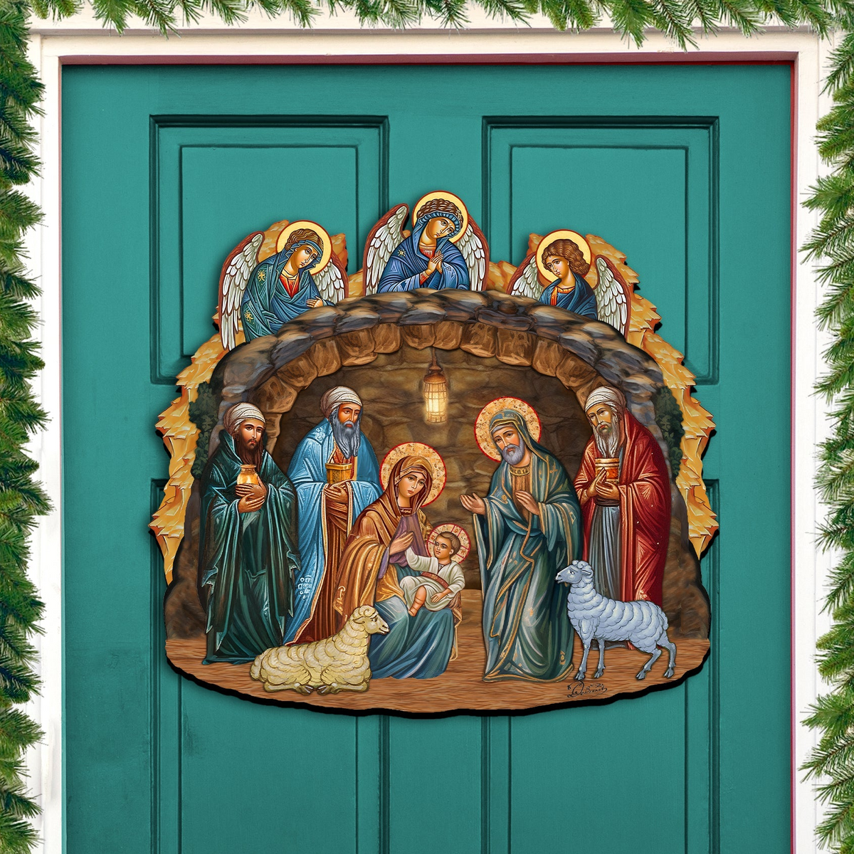 Orthodox Nativity Scene Holiday Door Decor by G. Debrekht - Nativity Holiday Decor