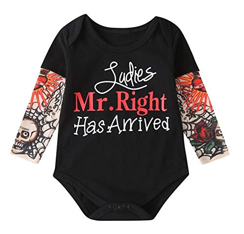 Styles I Love Infant Baby Boys Girls Printed Romper Tattoo Sleeve Cotton Bodysuit Holiday Halloween Outfit