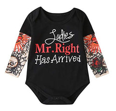 Styles I Love Infant Baby Boys Girls Printed Romper Tattoo Sleeve Cotton Bodysuit Holiday Halloween Outfit