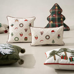 Fennco Styles Christmas Design Velvet Throw Pillow Cover 18" W x 18" L - White Festive Cushion Case for Home, Winter Holidays Décor, and Special Occasions