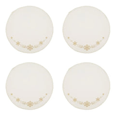 Fennco Styles Christmas Collection Embroidered Design Placemats 14" Round, Set of 4 - Festive Table Mats for Christmas, Winter Holidays, Home Décor, Banquet, Family Gathering, Special Occasion