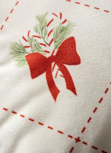 Fennco Styles Christmas Design Velvet Throw Pillow Cover 18" W x 18" L - White Festive Cushion Case for Home, Winter Holidays Décor, and Special Occasions