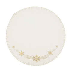 Fennco Styles Christmas Collection Embroidered Design Placemats 14" Round, Set of 4 - Festive Table Mats for Christmas, Winter Holidays, Home Décor, Banquet, Family Gathering, Special Occasion