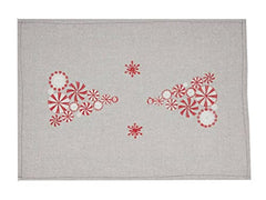 Fennco Styles Embroidered Peppermint Holiday Table Runner 16" W x 72" L - Silver Festive Table Cover for Christmas, Family Gathering, Banquets and Special Events