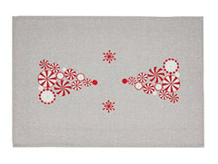 Fennco Styles Embroidered Peppermint Holiday Table Runner 16" W x 72" L - Silver Festive Table Cover for Christmas, Family Gathering, Banquets and Special Events