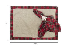 Fennco Styles Holiday Deer Tartan Plaid Ruffle Border Christmas Decorative Throw Pillow