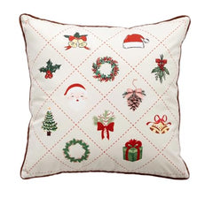 Fennco Styles Christmas Design Velvet Throw Pillow Cover 18" W x 18" L - White Festive Cushion Case for Home, Winter Holidays Décor, and Special Occasions