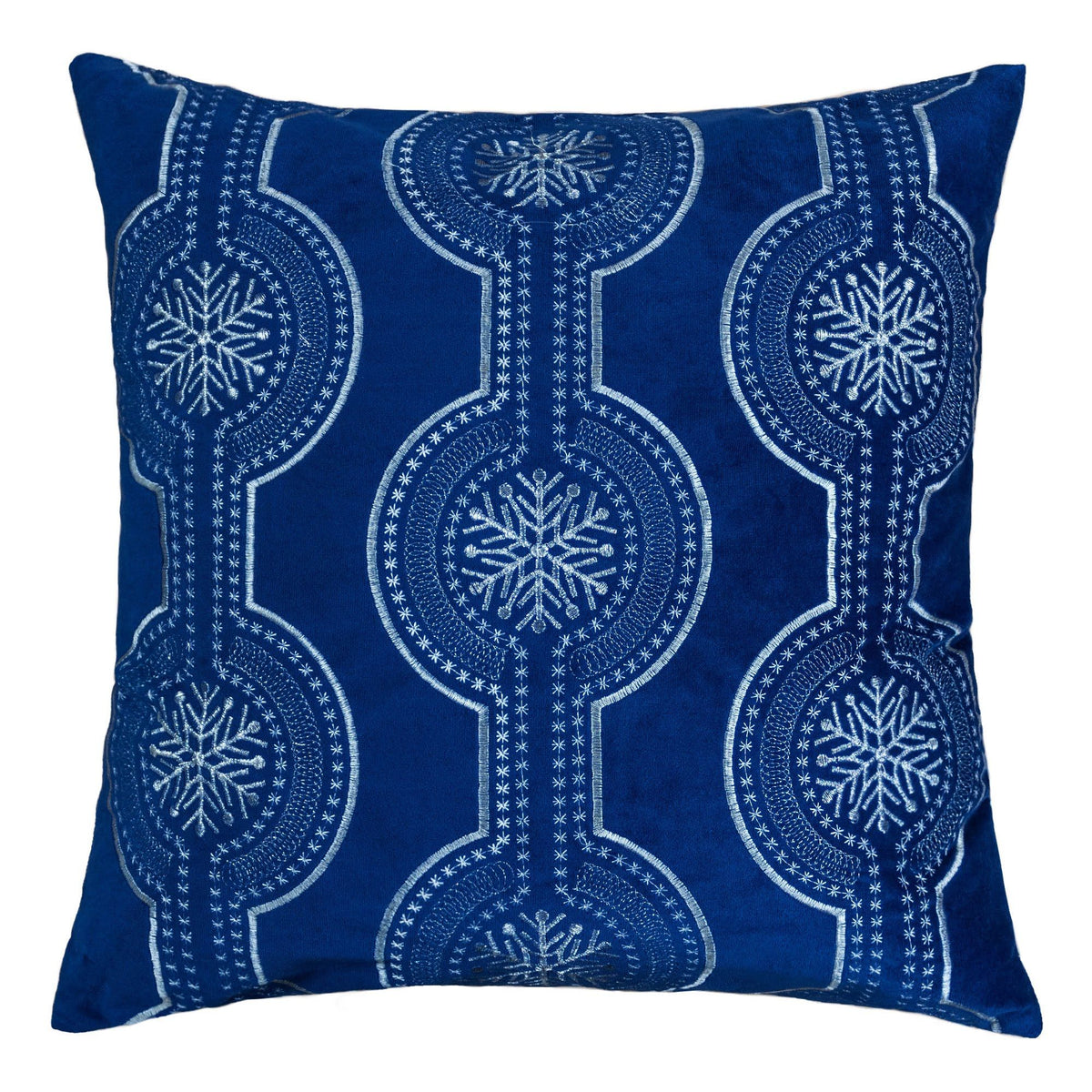 Holiday Throw Pillow with Snowflake Embroidery - 20x20 Inch