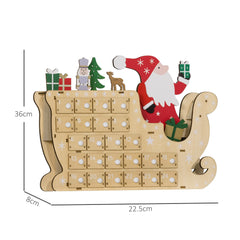Christmas Advent Calendar with 24 Countdown Drawers - Santa & Sleigh Design