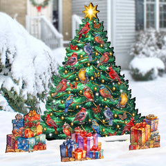 Christmas Birds-Themed Christmas Tree Set Outdoor Indoor Decor Wooden Christmas Decoration by G. Debrekht Christmas Decor - 8191511F-G