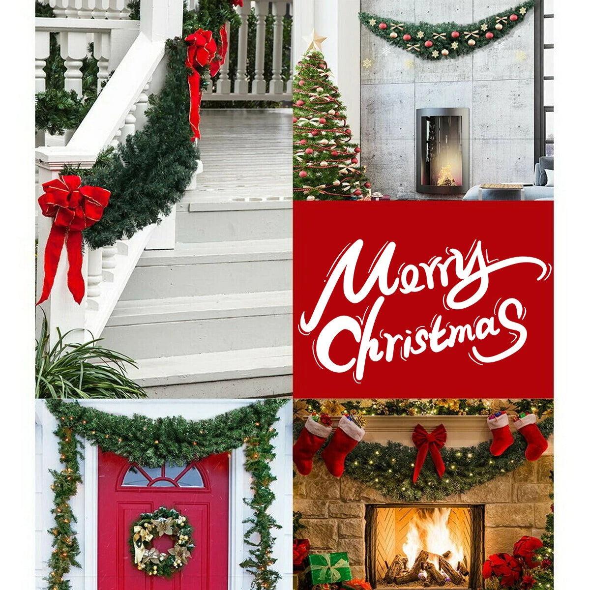 Green Rattan Christmas Garland with Light