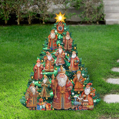 Santa-Themed Christmas Tree Outdoor Indoor Decor Wooden Christmas Decoration by G. Debrekht Christmas Decor - 8191517F