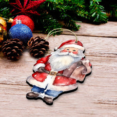 Santa Decorative Wooden Ornaments of 3 by G. Debrekht - Christmas Decor - 8091009-S3