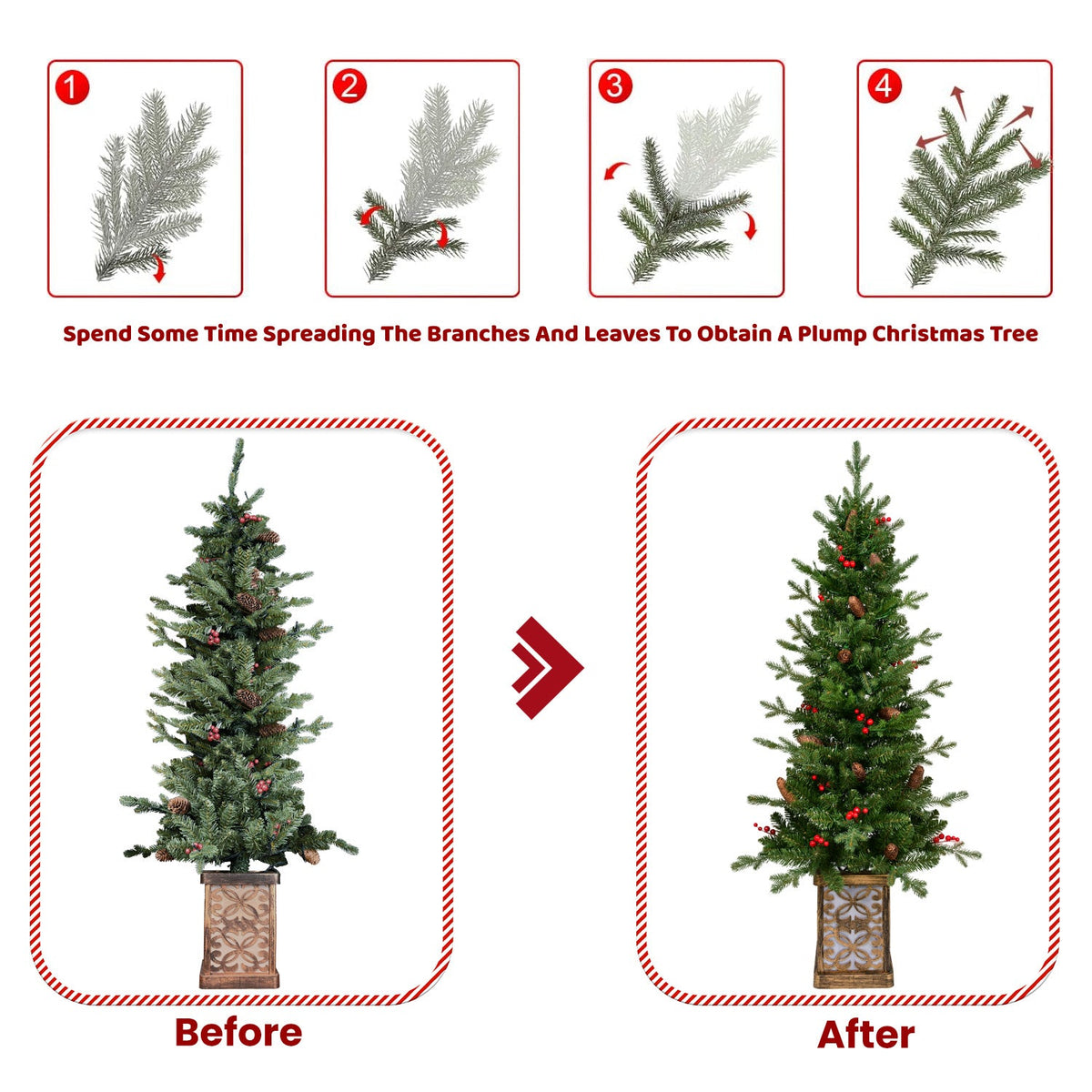 4FT Pre-Lit Christmas Tree with Warm Lights - Green