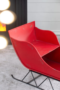 Iron Sleigh Large, Distressed Christmas Santa Sleigh Holiday Decoration