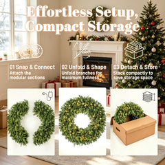 36-Inch Pre-Lit Crestwood Spruce Artificial Christmas Wreath with LED Lights - Green