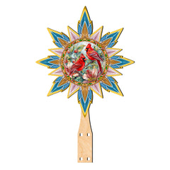 Christmas Cardinals Star Tree Topper Wooden Decor by G. Debrekht - Wildlife Holiday Decor - 89510