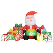 Inflatable Santa Claus with Gift Boxes and LED Lights - Red/White