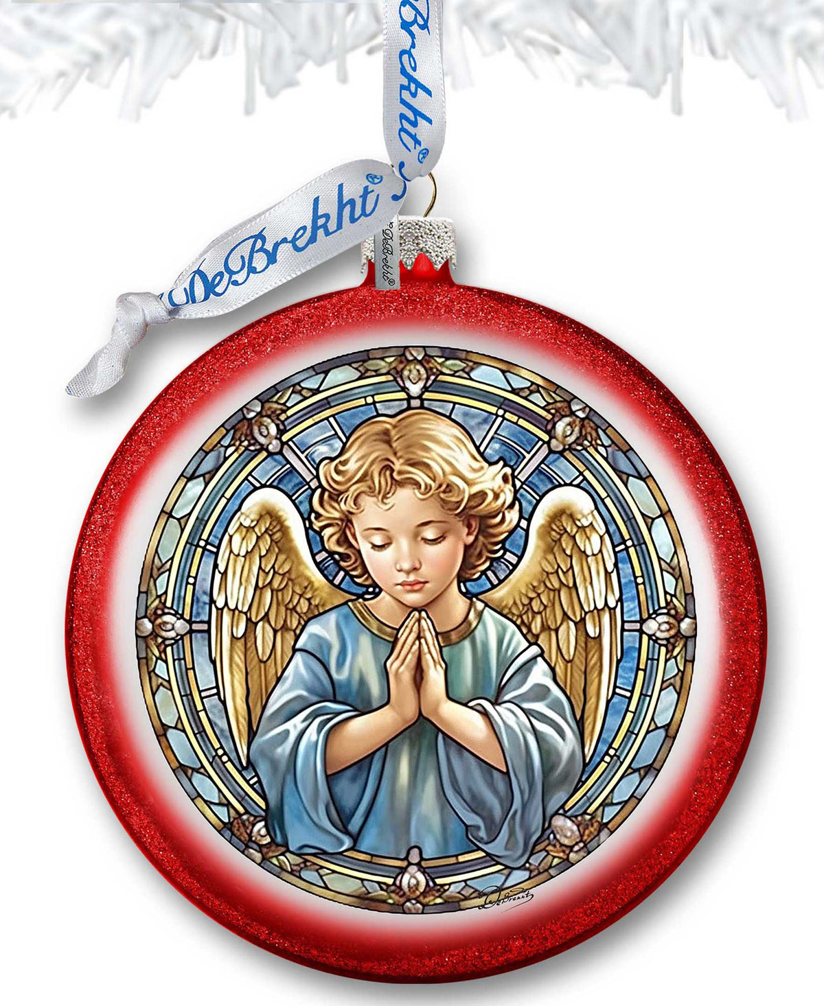 Little Angel Ball Glass Ornament by G. Debrekht - Nativity Holiday Decor - 73565C