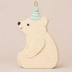 🐻‍❄️ Party Polar Bear Piñata – Handmade Bear Birthday Decoration for Baby Showers, Winter Parties & Kids' Celebrations