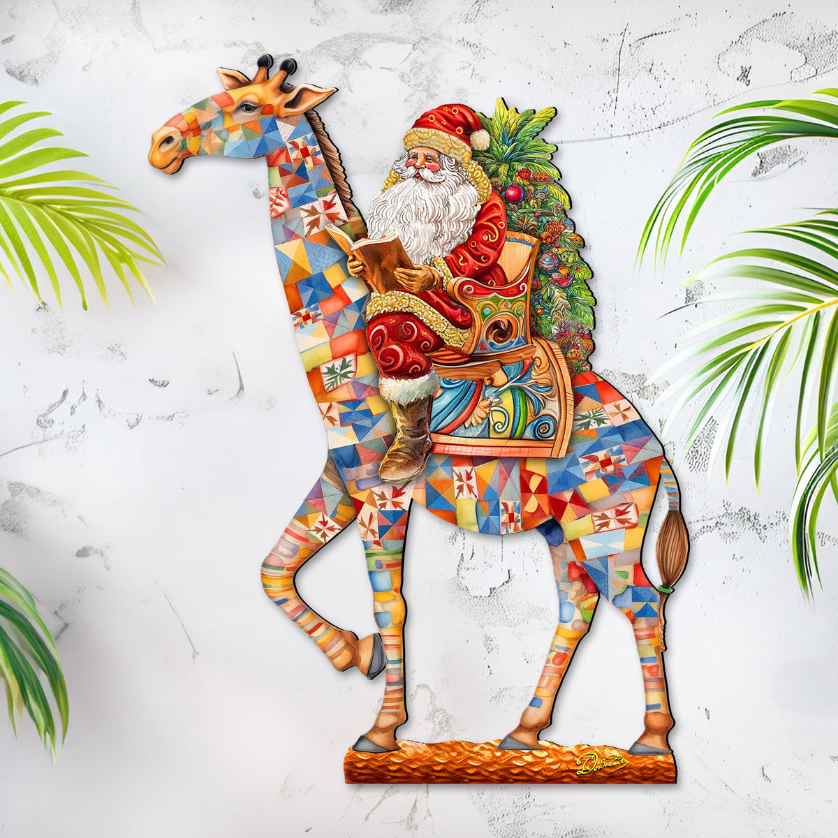Santa's Giraffe Adventure Holiday Door Decor by G. Debrekht - Santa Snowman Decor - 8652803H