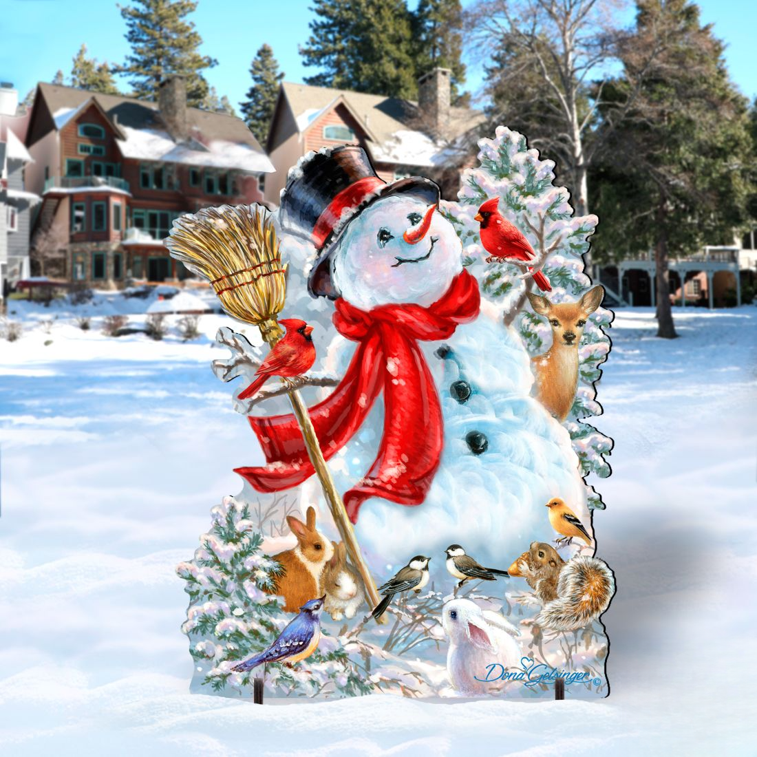 Frosty Forest Friends Snowman Christmas Outdoor Scene - Christmas Santa Snowman Decor