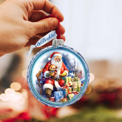 Santa Ball Glass Ornament by G. Debrekht - Christmas Santa Snowman Décor - 73563C