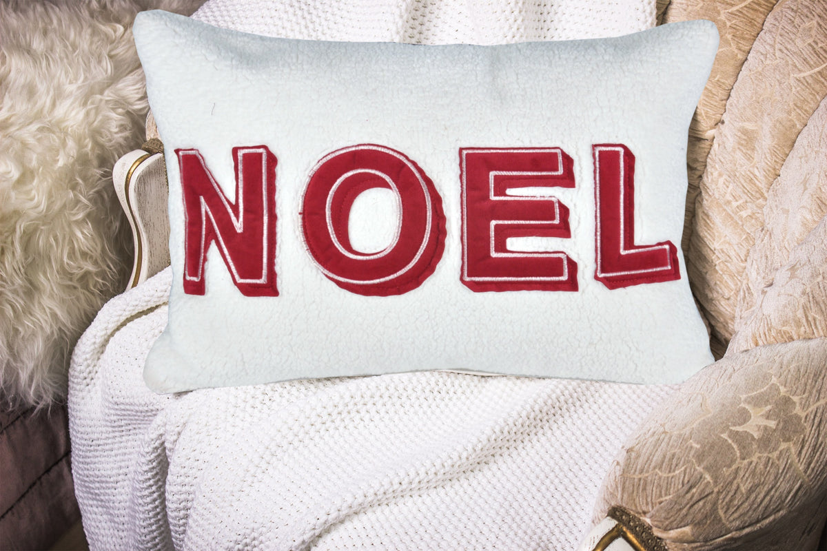 Noel Christmas Throw Pillow with Insert - Festive Holiday Polyester