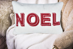 Noel Christmas Throw Pillow with Insert - Festive Holiday Polyester