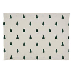 Fennco Styles Christmas Tree Cotton Table Runner 14" W x 72" L - Ivory Holiday Table Cover for Home Décor, Everyday Use, Banquet, Family Gathering and Special Occasion