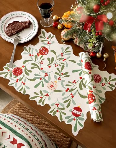 Fennco Styles Holiday Berries and Leaves Christmas Table Runner - Multicolored Festive Table Cover for Winter Holidays, Home Decor, Family Gatherings