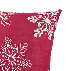 Fennco Styles Embroidered White Snowflake Christmas Tablecloth - Red Table Cover for Holiday Décor, Dinner Party, Banquets and Special Occasion