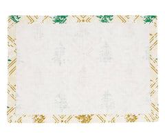 Fennco Styles Christmas Trees Cotton Table Runner 14" W x 72" L - Gold & Green Winter Tree Table Cover for Home, Dining Room, Holiday Décor, Banquets and Special Events