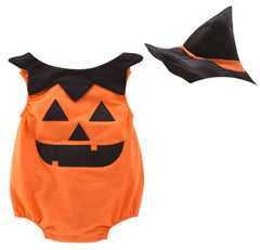 Styles I Love Infant Unisex Baby Boys Girls Fun Pumpkin Face Sleeveless Orange Cotton Romper Halloween Outfit