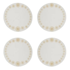Fennco Styles Christmas Collection Embroidered Design Placemats 14" Round, Set of 4 - Festive Table Mats for Christmas, Winter Holidays, Home Décor, Banquet, Family Gathering, Special Occasion