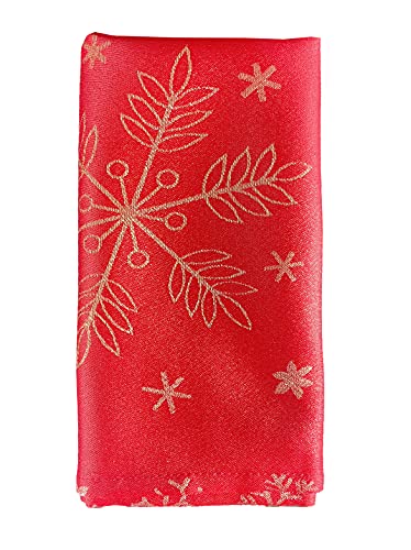 Fennco Styles Holiday Foil Print Snowflake Tablecloth 70" W x 70" L - Red Woven Table Cover for Home Décor, Banquet, Family Gathering, Christmas, Special Occasion (70"X70" Tablecloth)