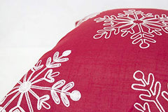 Fennco Styles Embroidered White Snowflake Christmas Tablecloth - Red Table Cover for Holiday Décor, Dinner Party, Banquets and Special Occasion
