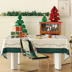 Fennco Styles Santa & Tree Holiday Design Tablecloth 56" W X71 L - Red Christmas Print Festive Table Cover for Christmas Décor, Dining Room, Banquet, Family Gathering and Special Events