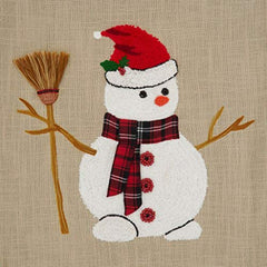 Fennco Styles Embroidered Snowman Christmas Cotton Table Runner 16" W x 72" L - Natural Festive Table Cover for Home Décor, Dining Table, Banquet, Holiday, Family Gathering and Special Occasion